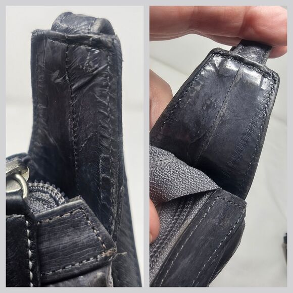 Vtg Lee Sands Genuine Eel Skin Gray Crossbody Purse 90s Classic Pocket Old Money - Picture 14 of 15